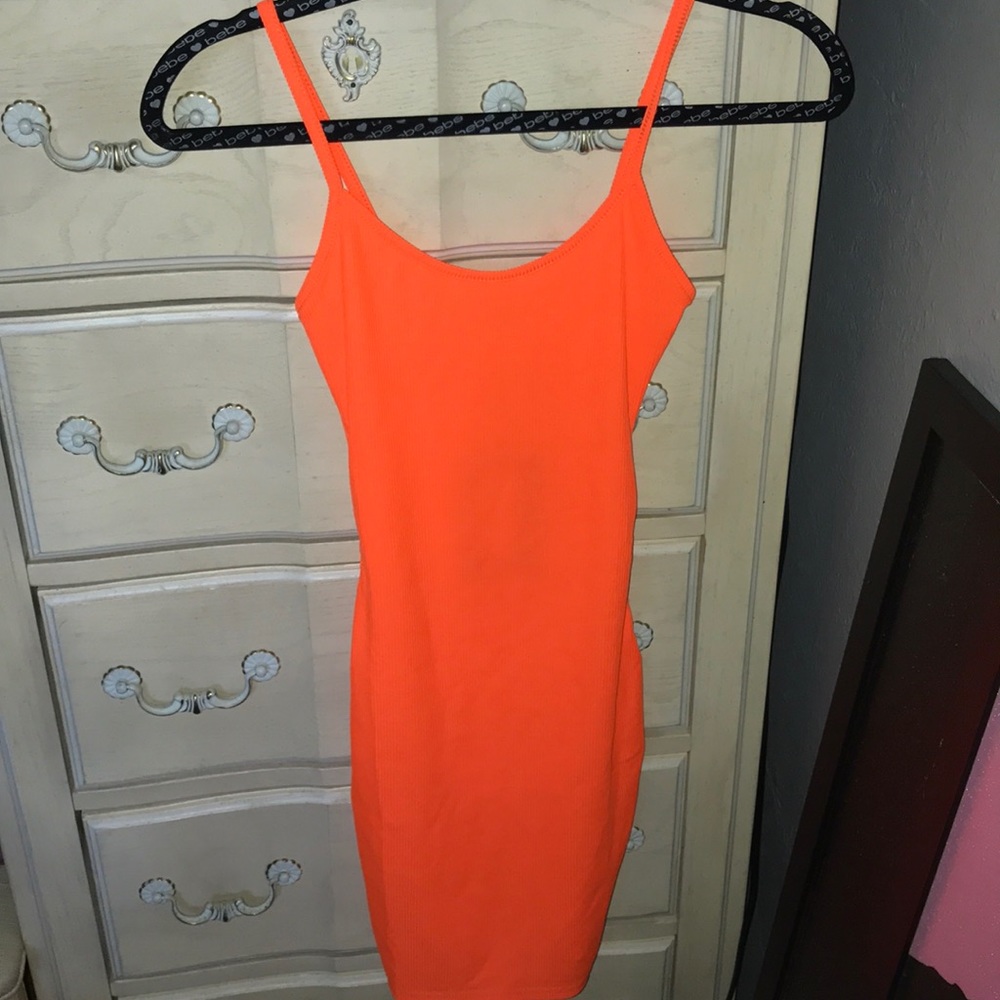 pretty little thing neon orange mini dress